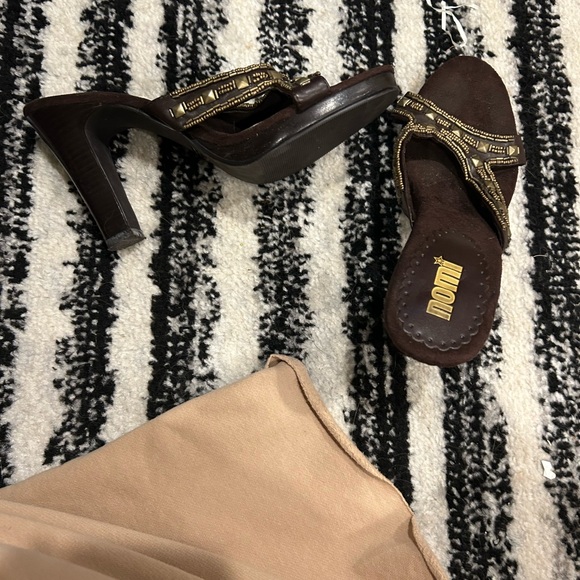 Nomi Dark Brown Beaded Heels - Picture 6 of 6